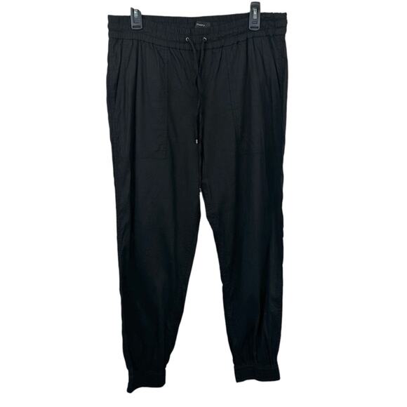 Theory Cortland Joggers Womens 12 Black Linen Casual Minimalist Pull On Pants - Picture 2 of 10